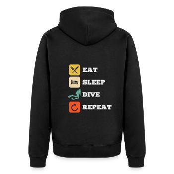 Apnoetaucher Freitaucher Taucher - Unisex Premium Bio Zip Hoodie - Schwarz - Hinten - Nico (187cm)
