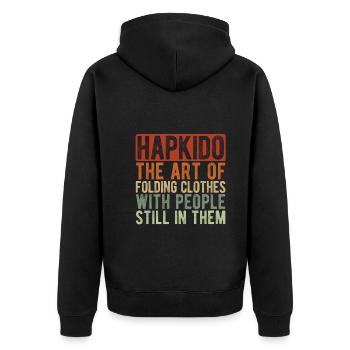 Koreanischer Kampfsport Hapkido - Unisex Premium Bio Zip Hoodie - Schwarz - Hinten - Nico (187cm)