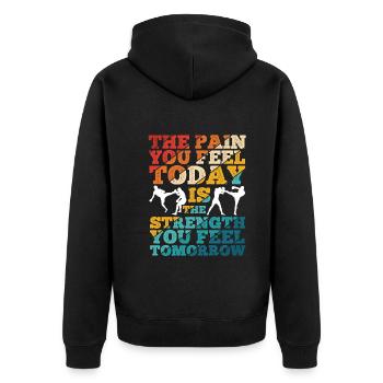 Kickboxing - Unisex Premium Bio Zip Hoodie - Schwarz - Hinten - Nico (187cm)