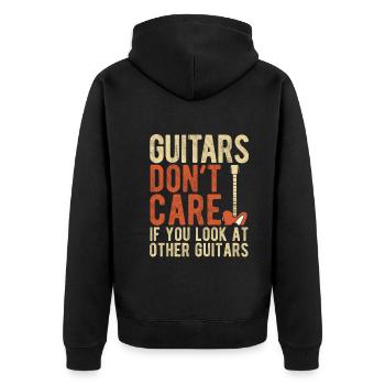 Akustik Spruch Für E-Gitarre Konzert Gitarre - Unisex Premium Bio Zip Hoodie - Schwarz - Hinten - Nico (187cm)
