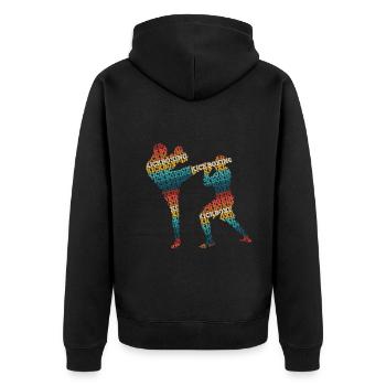 Kickboxing - Unisex Premium Bio Zip Hoodie - Schwarz - Hinten - Nico (187cm)