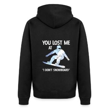 Snowboard Spruch für Snowboarder - Unisex Premium Bio Zip Hoodie - Schwarz - Hinten - Nico (187cm)