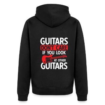 Akustik Spruch Für E-Gitarre Konzert Gitarre - Unisex Premium Bio Zip Hoodie - Schwarz - Hinten - Nico (187cm)