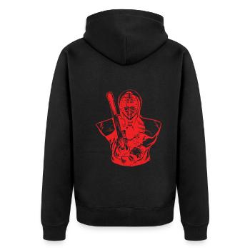 Japanischer Schwertkampf Kendo - Unisex Premium Bio Zip Hoodie - Schwarz - Hinten - Nico (187cm)