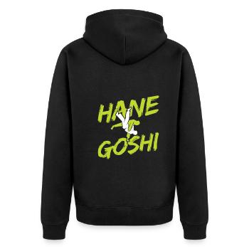 Japanischer Kampfsport Judo - Unisex Premium Bio Zip Hoodie - Schwarz - Hinten - Nico (187cm)
