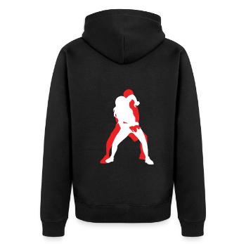 Israelischer Kampfsport Krav Maga - Unisex Premium Bio Zip Hoodie - Schwarz - Hinten - Nico (187cm)
