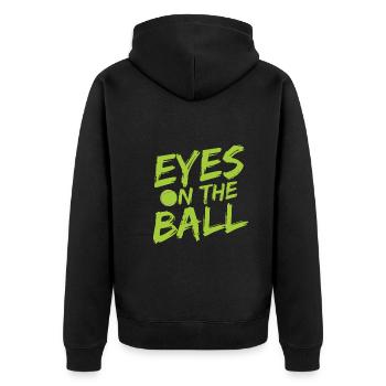 Tennisplatz Spruch Für Tennis - Unisex Premium Bio Zip Hoodie - Schwarz - Hinten - Nico (187cm)