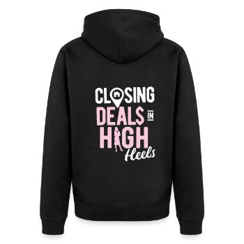 Immobilien-Händler Für Immobilien-Makler - Unisex Premium Bio Zip Hoodie - Schwarz - Hinten - Nico (187cm)