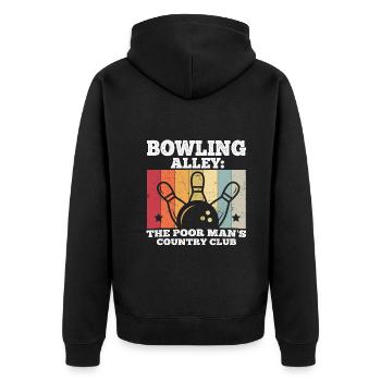 Bowling - Unisex Premium Bio Zip Hoodie - Schwarz - Hinten - Nico (187cm)