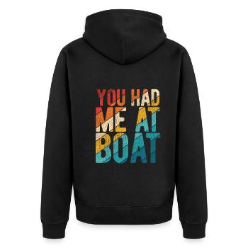 Segelboot Kapitän Spruch Zum Segeln - Unisex Premium Bio Zip Hoodie - Schwarz - Hinten - Nico (187cm)