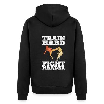 Kickboxing - Unisex Premium Bio Zip Hoodie - Schwarz - Hinten - Nico (187cm)