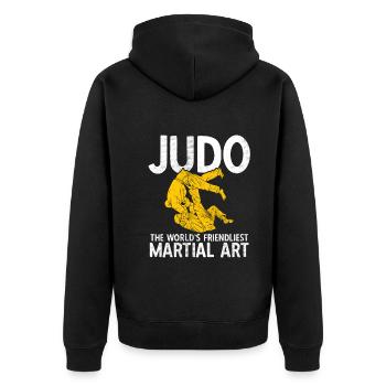 Japanischer Kampfsport Judo - Unisex Premium Bio Zip Hoodie - Schwarz - Hinten - Nico (187cm)