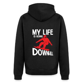 Snowboard Spruch für Snowboarder - Unisex Premium Bio Zip Hoodie - Schwarz - Hinten - Nico (187cm)