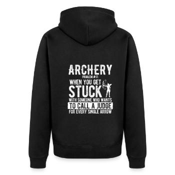 Bogenschießen Archery - Unisex Premium Bio Zip Hoodie - Schwarz - Hinten - Nico (187cm)