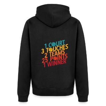Volleyballer Spruch Für Volleyballspiel Volleyball - Unisex Premium Bio Zip Hoodie - Schwarz - Hinten - Nico (187cm)