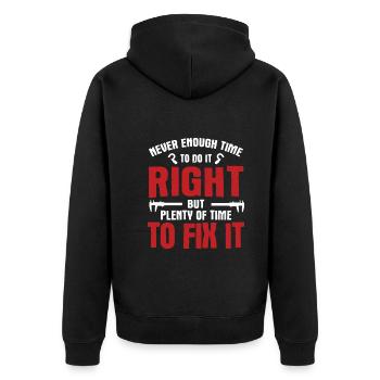 Maschinen-Bediener Maschinenführer Machinist - Unisex Premium Bio Zip Hoodie - Schwarz - Hinten - Nico (187cm)