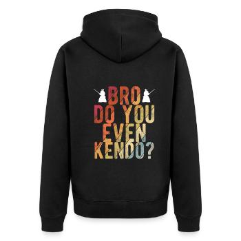 Japanischer Schwertkampf Kendo - Unisex Premium Bio Zip Hoodie - Schwarz - Hinten - Nico (187cm)