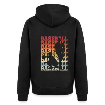 Baseball - Unisex Premium Bio Zip Hoodie - Schwarz - Hinten - Nico (187cm)