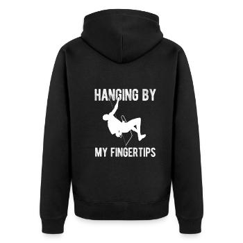 Klettern Bouldern - Unisex Premium Bio Zip Hoodie - Schwarz - Hinten - Nico (187cm)