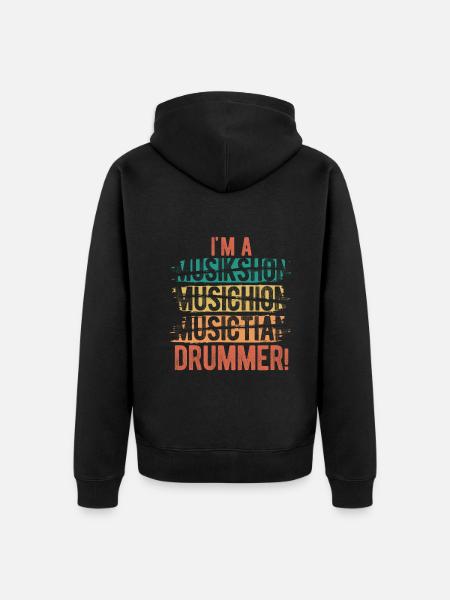 Schlagzeug Spieler Drummer - Unisex Premium Bio Zip Hoodie - Schwarz