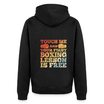 Boxsport Boxing - Unisex Premium Bio Zip Hoodie - Schwarz - Hinten - Nico (187cm)