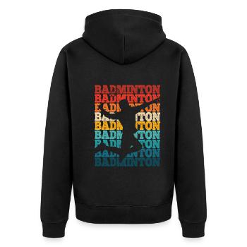 Badminton - Unisex Premium Bio Zip Hoodie - Schwarz - Hinten - Nico (187cm)