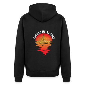 Segelboot Kapitän Spruch Zum Segeln - Unisex Premium Bio Zip Hoodie - Schwarz - Hinten - Nico (187cm)