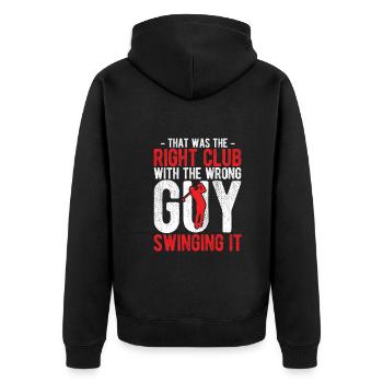 Golfplatz zum Golfen Golf - Unisex Premium Bio Zip Hoodie - Schwarz - Hinten - Nico (187cm)