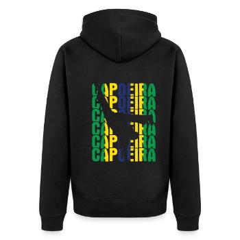 Capoeira - Unisex Premium Bio Zip Hoodie - Schwarz - Hinten - Nico (187cm)