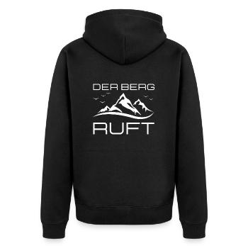 Der Berg ruft - Unisex Premium Bio Zip Hoodie - Schwarz - Hinten - Nico (187cm)