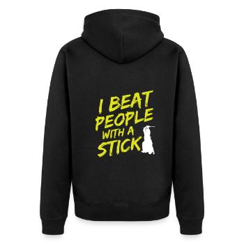 Japanischer Schwertkampf Kendo - Unisex Premium Bio Zip Hoodie - Schwarz - Hinten - Nico (187cm)