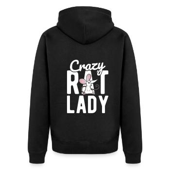 Nagetier Maus Ratte - Unisex Premium Bio Zip Hoodie - Schwarz - Hinten - Nico (187cm)