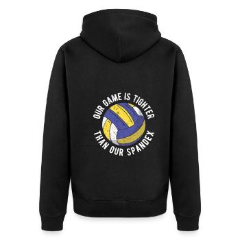 Volleyballer Spruch Für Volleyballspiel Volleyball - Unisex Premium Bio Zip Hoodie - Schwarz - Hinten - Nico (187cm)