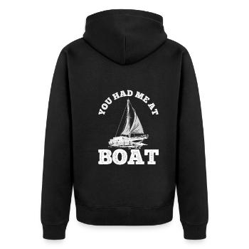 Segelboot Kapitän Spruch Zum Segeln - Unisex Premium Bio Zip Hoodie - Schwarz - Hinten - Nico (187cm)