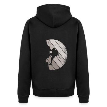 Klettern Bouldern - Unisex Premium Bio Zip Hoodie - Schwarz - Hinten - Nico (187cm)