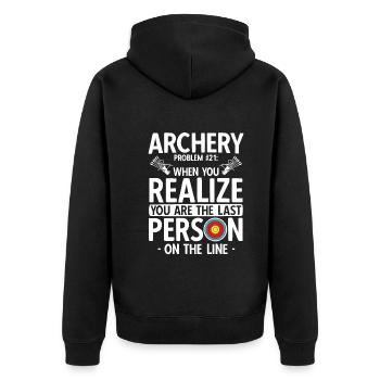 Bogenschießen Archery - Unisex Premium Bio Zip Hoodie - Schwarz - Hinten - Nico (187cm)