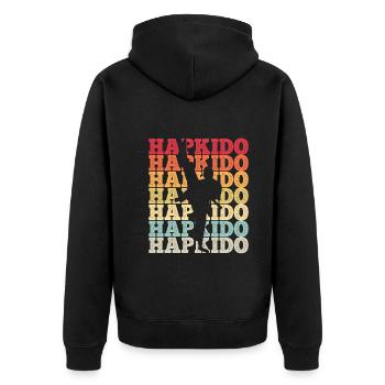 Koreanischer Kampfsport Hapkido - Unisex Premium Bio Zip Hoodie - Schwarz - Hinten - Nico (187cm)