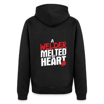 Schweißen Für Schweißer - Unisex Premium Bio Zip Hoodie - Schwarz - Hinten - Nico (187cm)