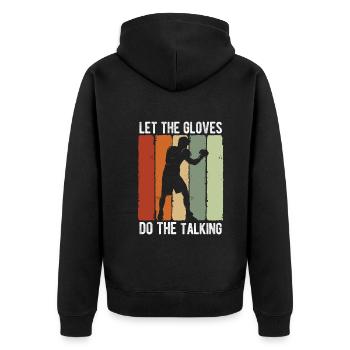 Boxsport Boxing - Unisex Premium Bio Zip Hoodie - Schwarz - Hinten - Nico (187cm)