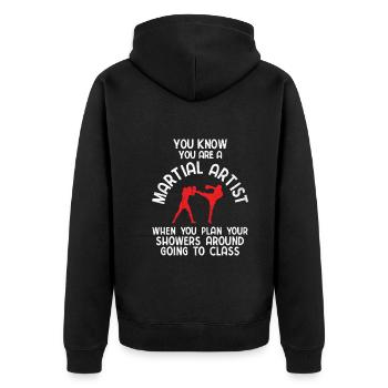 Mixed Martial Arts MMA - Unisex Premium Bio Zip Hoodie - Schwarz - Hinten - Nico (187cm)