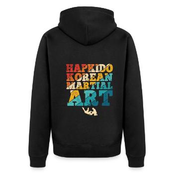 Koreanischer Kampfsport Hapkido - Unisex Premium Bio Zip Hoodie - Schwarz - Hinten - Nico (187cm)