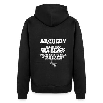 Bogenschießen Archery - Unisex Premium Bio Zip Hoodie - Schwarz - Hinten - Nico (187cm)