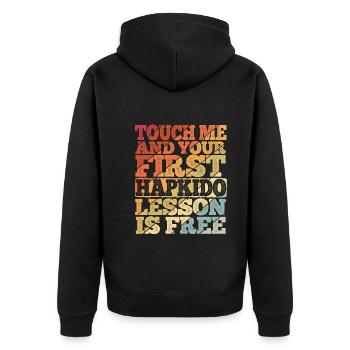 Koreanischer Kampfsport Hapkido - Unisex Premium Bio Zip Hoodie - Schwarz - Hinten - Nico (187cm)