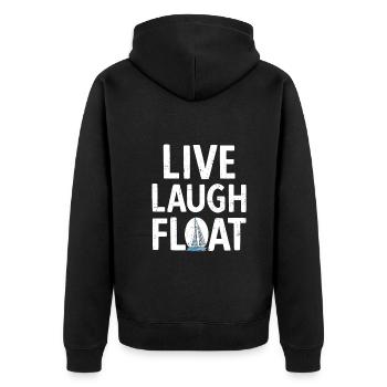 Segelboot Kapitän Spruch Zum Segeln - Unisex Premium Bio Zip Hoodie - Schwarz - Hinten - Nico (187cm)