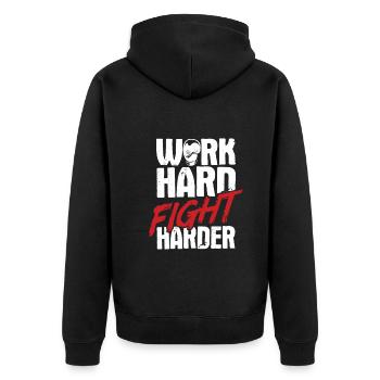 Boxsport Boxing - Unisex Premium Bio Zip Hoodie - Schwarz - Hinten - Nico (187cm)