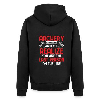 Bogenschießen Archery - Unisex Premium Bio Zip Hoodie - Schwarz - Hinten - Nico (187cm)