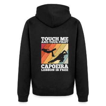 Capoeira - Unisex Premium Bio Zip Hoodie - Schwarz - Hinten - Nico (187cm)