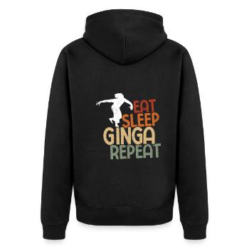 Capoeira - Unisex Premium Bio Zip Hoodie - Schwarz - Hinten - Nico (187cm)