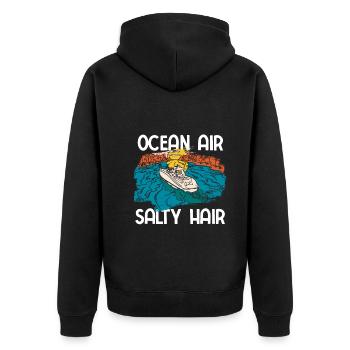 Segelboot Kapitän Spruch Zum Segeln - Unisex Premium Bio Zip Hoodie - Schwarz - Hinten - Nico (187cm)