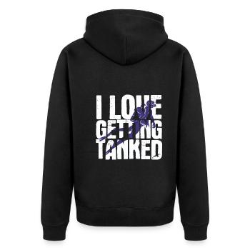 Apnoetaucher Freitaucher Taucher - Unisex Premium Bio Zip Hoodie - Schwarz - Hinten - Nico (187cm)